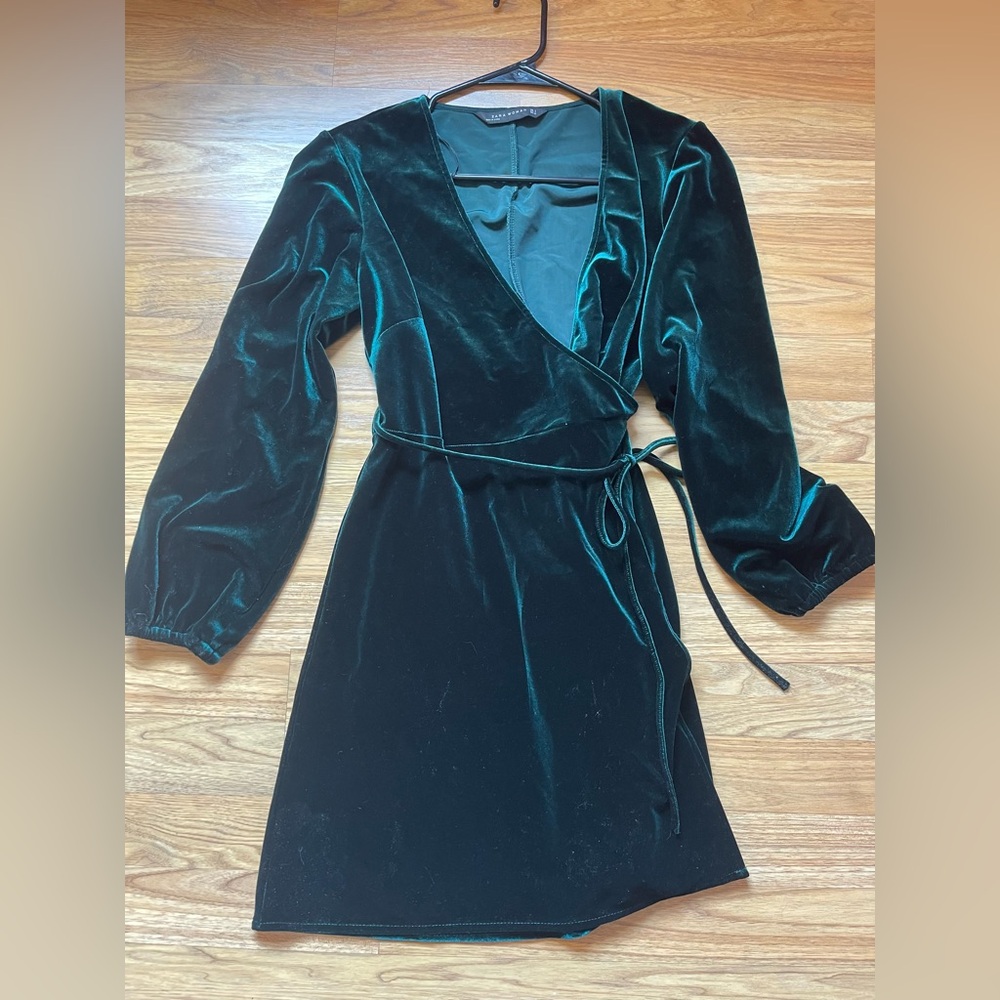 Green velour dress